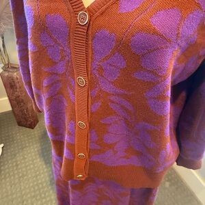 Liz Claiborne Floral Knit Two-Piece Skirt Set – Size L